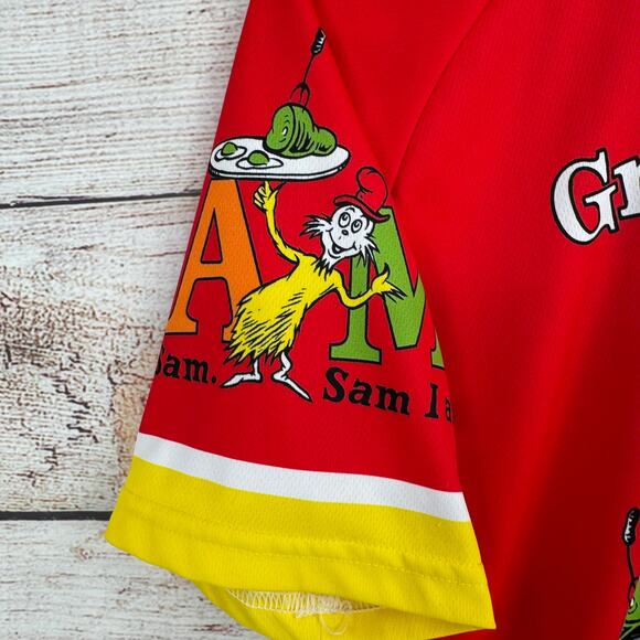 Retro PDX Green Eggs and Ham Dr. Seuss Cycling Jersey Adult Large Red Yellow - Picture 5 of 12